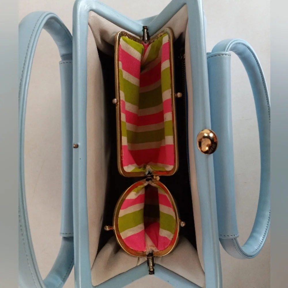 Vintage, 1960's Satchel, Baby Blue